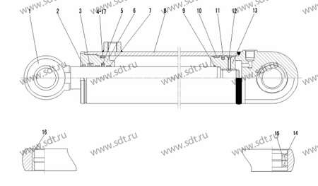 Ремкомплект гидроцилиндра рулевого HSGL-63*35*300-520 - 4120001821101